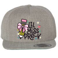 Little Miss Pre K Pencil Bow First Day Of School Wool Snapback Cap