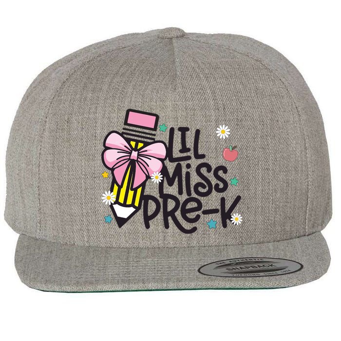 Little Miss Pre K Pencil Bow First Day Of School Wool Snapback Cap