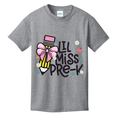 Little Miss Pre K Pencil Bow First Day Of School Kids T-Shirt
