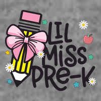 Little Miss Pre K Pencil Bow First Day Of School Full Zip Hoodie