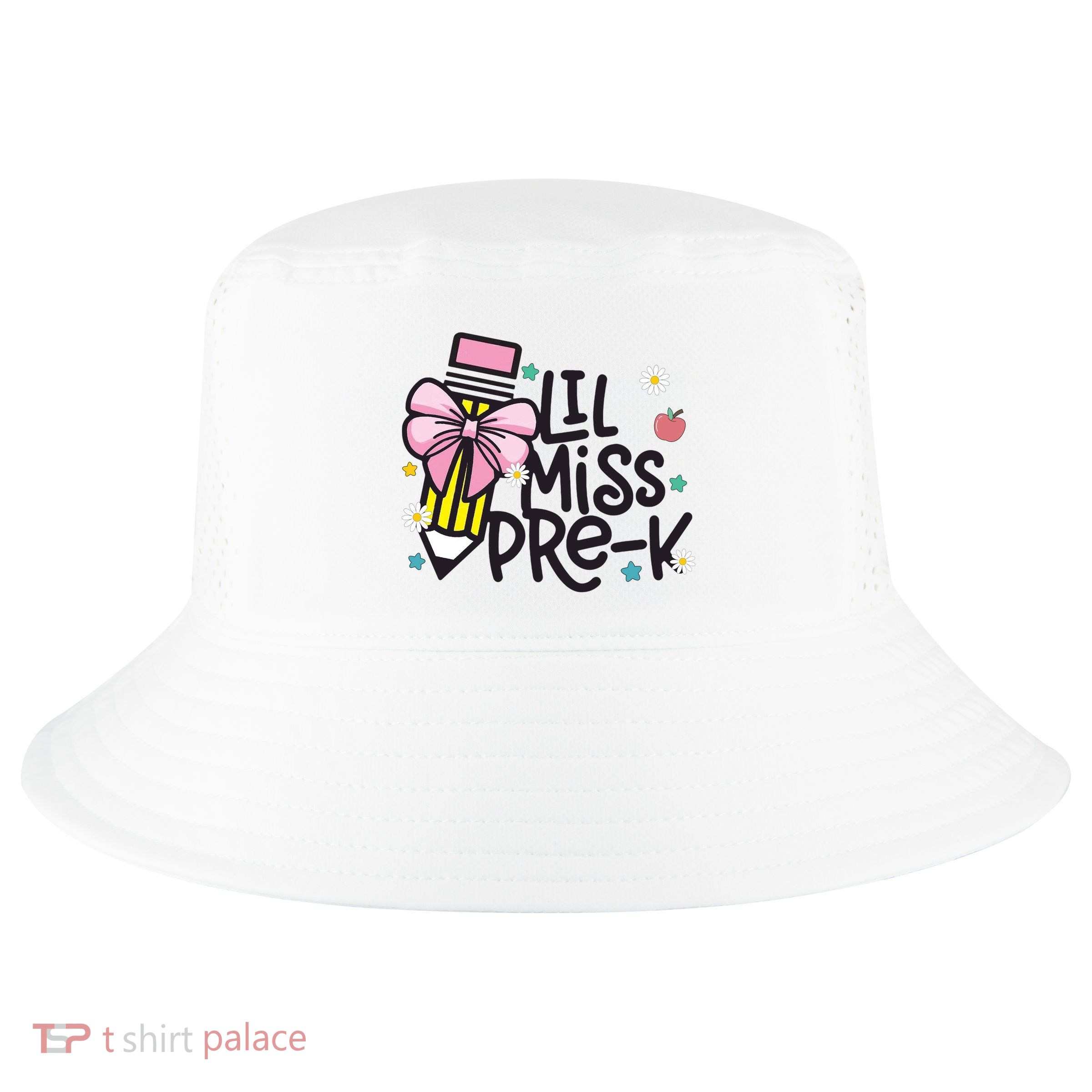 Little Miss Pre K Pencil Bow First Day Of School Cool Comfort Performance Bucket Hat