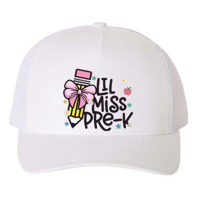 Little Miss Pre K Pencil Bow First Day Of School Yupoong Adult 5-Panel Trucker Hat