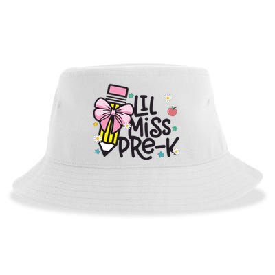 Little Miss Pre K Pencil Bow First Day Of School Sustainable Bucket Hat