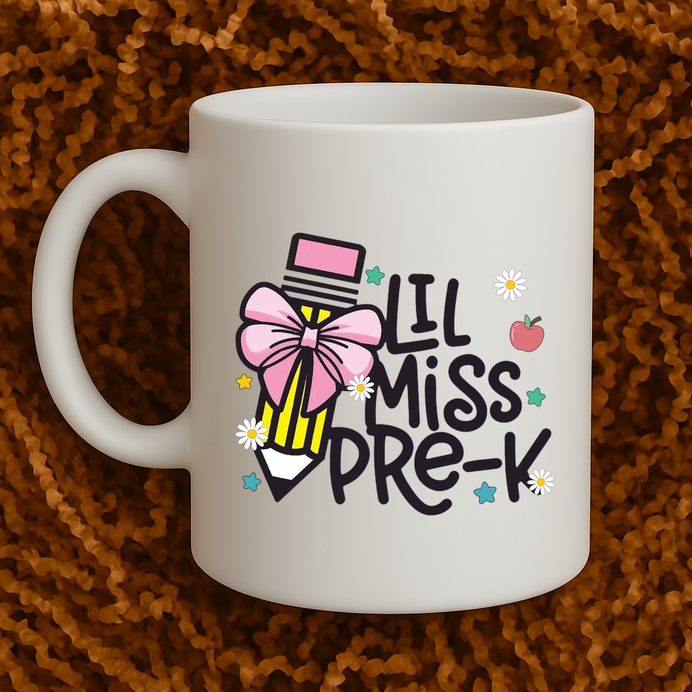 Little Miss Pre K Pencil Bow First Day Of School Mug