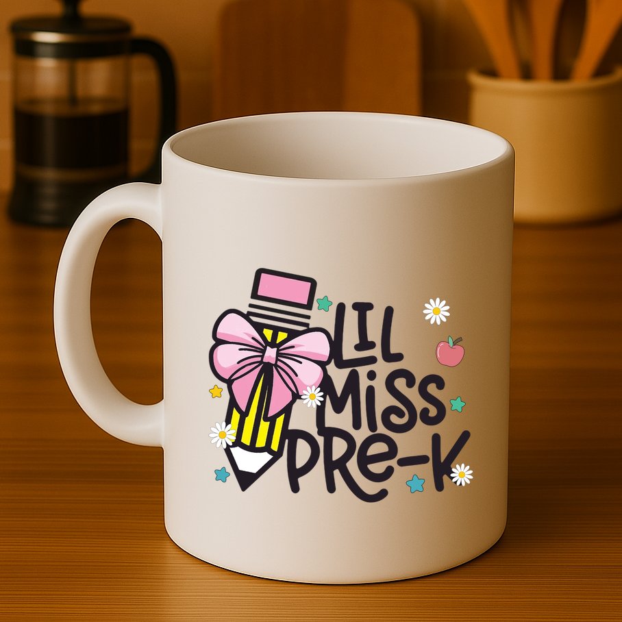 Little Miss Pre K Pencil Bow First Day Of School Mug