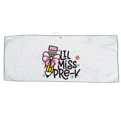 Little Miss Pre K Pencil Bow First Day Of School Large Microfiber Waffle Golf Towel