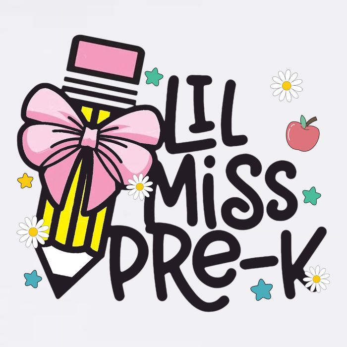 Little Miss Pre K Pencil Bow First Day Of School Youth Performance Sprint T-Shirt