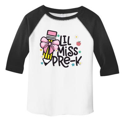 Little Miss Pre K Pencil Bow First Day Of School Toddler Fine Jersey T-Shirt