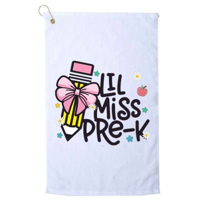 Little Miss Pre K Pencil Bow First Day Of School Golf Towel