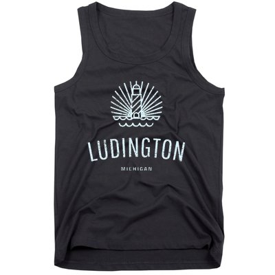 Ludington Michigan Retro Vintage Lighthouse Tank Top