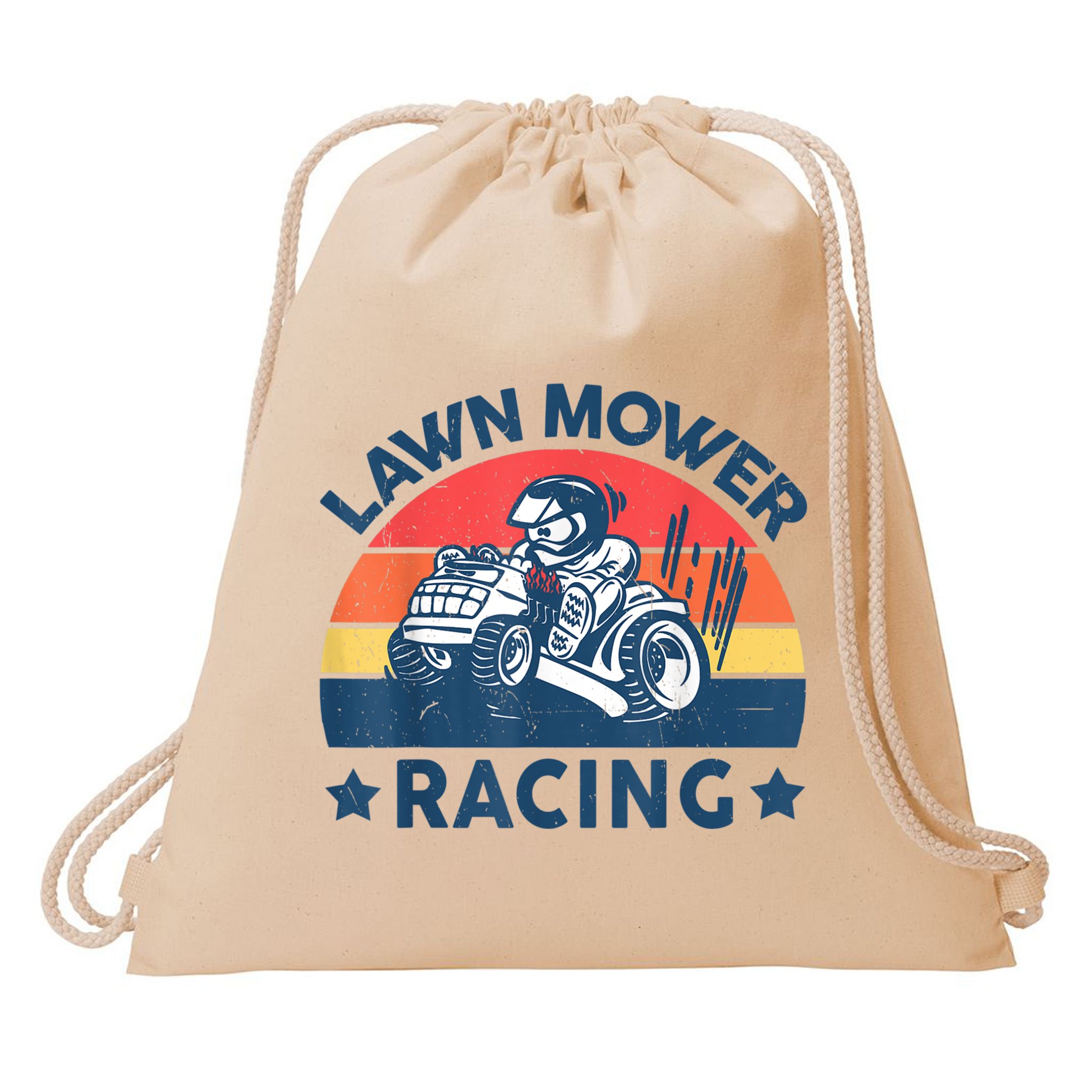 Lawn Mower Racing Lawn Mowing Funny Landscaping Drawstring Bag