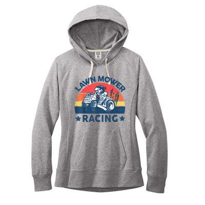 Lawn Mower Racing Lawn Mowing Funny Landscaping Women's Fleece Hoodie