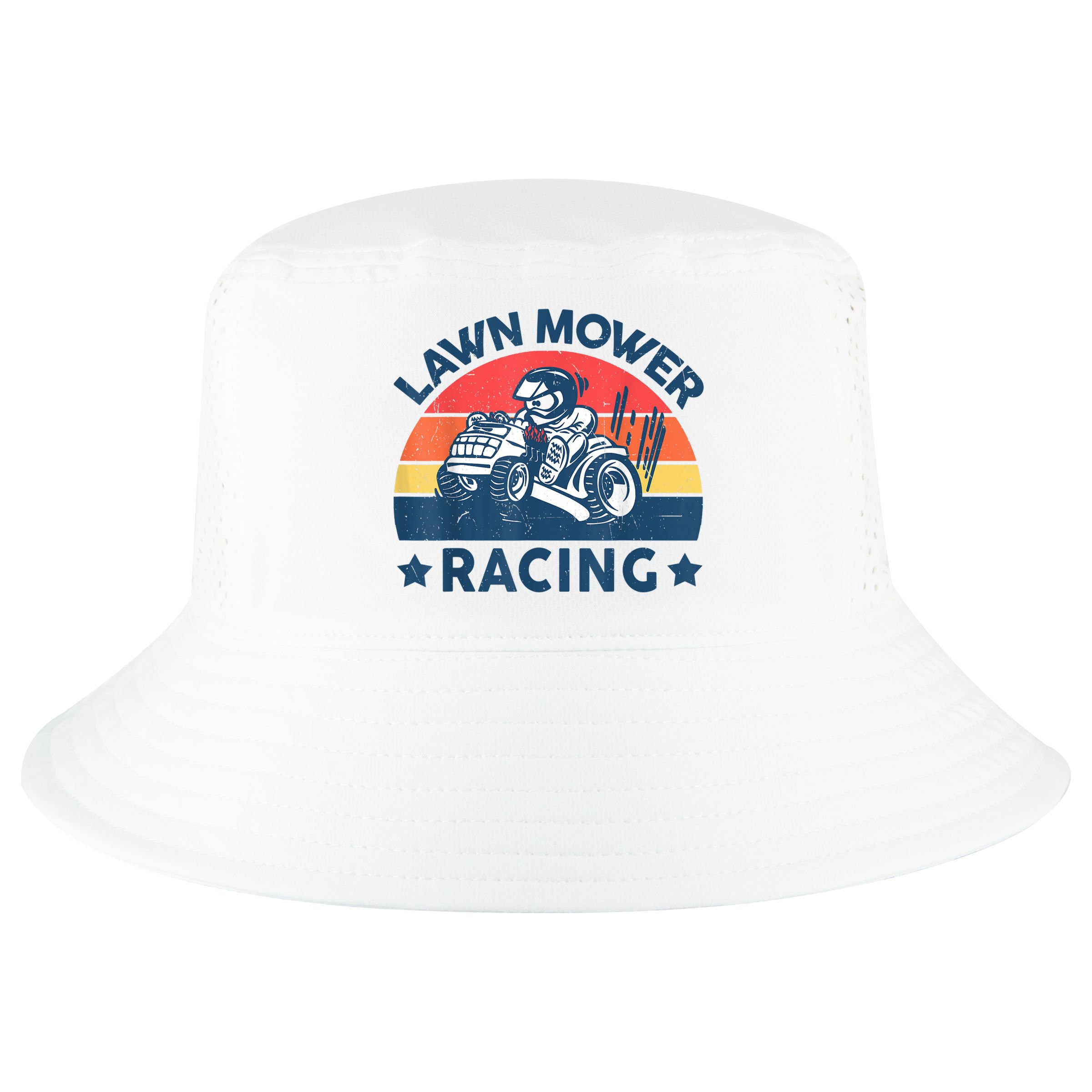 Lawn Mower Racing Lawn Mowing Funny Landscaping Cool Comfort Performance Bucket Hat