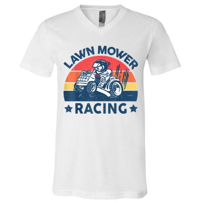 Lawn Mower Racing Lawn Mowing Funny Landscaping V-Neck T-Shirt