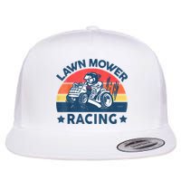 Lawn Mower Racing Lawn Mowing Funny Landscaping Flat Bill Trucker Hat