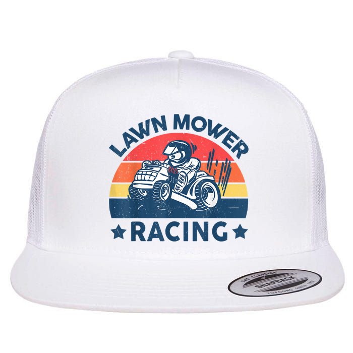 Lawn Mower Racing Lawn Mowing Funny Landscaping Flat Bill Trucker Hat