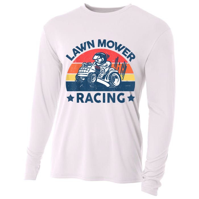 Lawn Mower Racing Lawn Mowing Funny Landscaping Cooling Performance Long Sleeve Crew