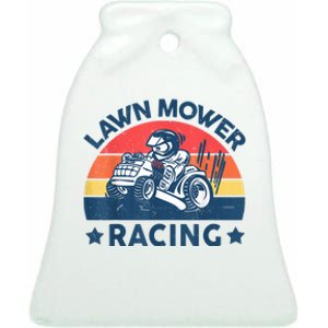 Lawn Mower Racing Lawn Mowing Funny Landscaping Ceramic Bell Ornament