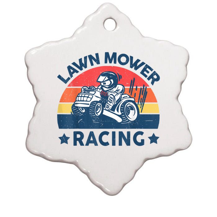 Lawn Mower Racing Lawn Mowing Funny Landscaping Ceramic Star Ornament