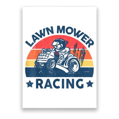Lawn Mower Racing Lawn Mowing Funny Landscaping Poster