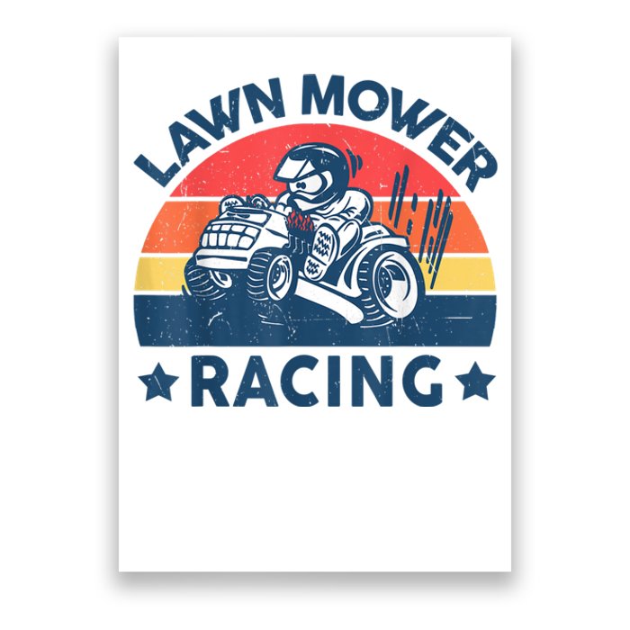 Lawn Mower Racing Lawn Mowing Funny Landscaping Poster