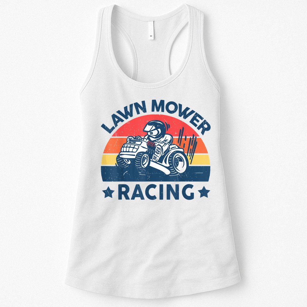 Lawn Mower Racing Lawn Mowing Funny Landscaping Womens Tank Top