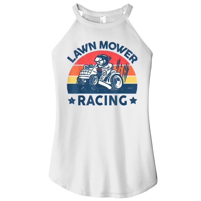 Lawn Mower Racing Lawn Mowing Funny Landscaping Women's Perfect Tri Rocker Tank