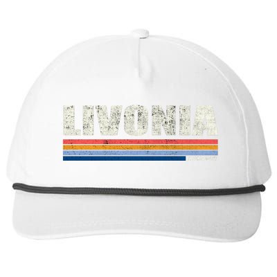 Livonia Michigan Retro Style 1980's Logo Snapback Five-Panel Rope Hat