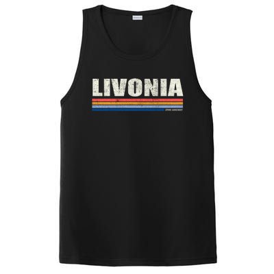 Livonia Michigan Retro Style 1980's Logo PosiCharge Competitor Tank