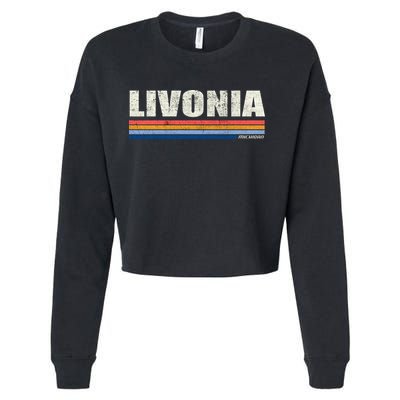 Livonia Michigan Retro Style 1980's Logo Cropped Pullover Crew