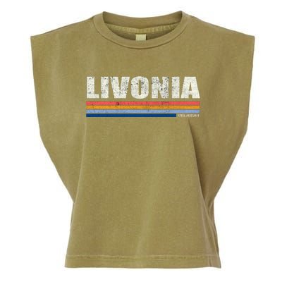 Livonia Michigan Retro Style 1980's Logo Garment-Dyed Women's Muscle Tee