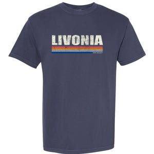 Livonia Michigan Retro Style 1980's Logo Garment-Dyed Heavyweight T-Shirt