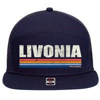 Livonia Michigan Retro Style 1980's Logo 7 Panel Mesh Trucker Snapback Hat
