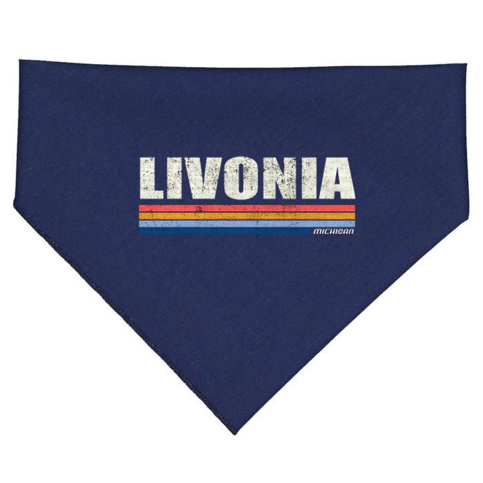 Livonia Michigan Retro Style 1980's Logo USA-Made Doggie Bandana