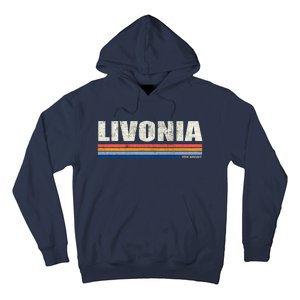 Livonia Michigan Retro Style 1980's Logo Hoodie