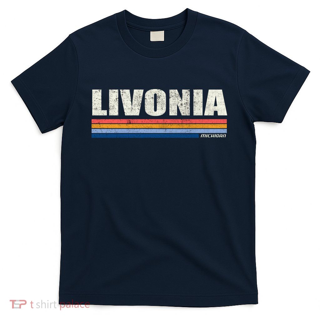 Livonia Michigan Retro Style 1980's Logo T-Shirt