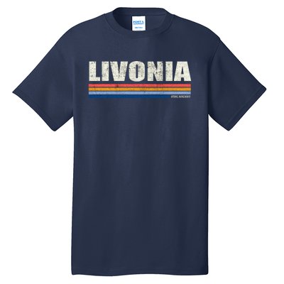 Livonia Michigan Retro Style 1980's Logo Tall T-Shirt