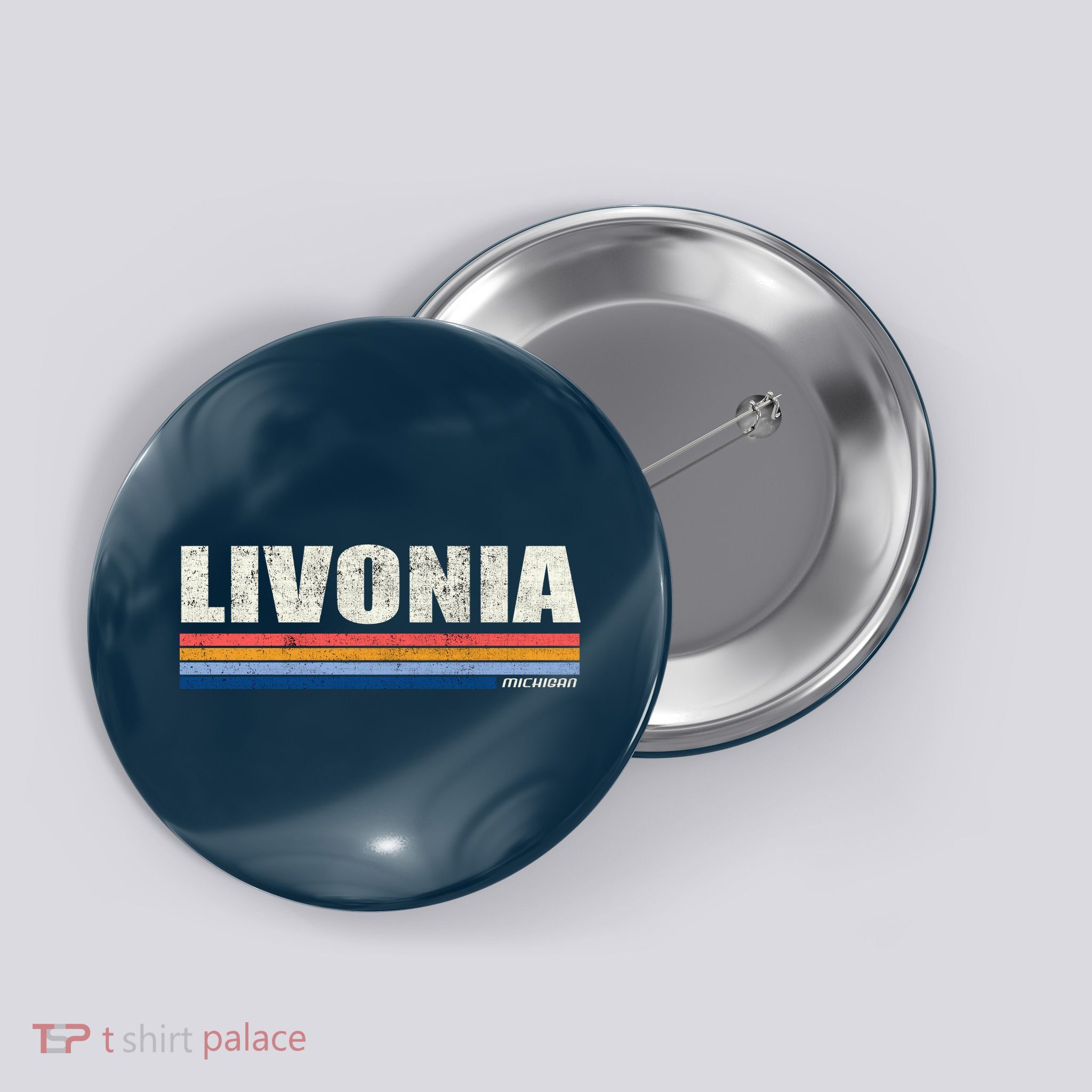 Livonia Michigan Retro Style 1980's Logo Button