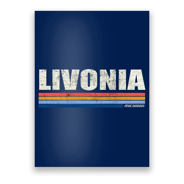 Livonia Michigan Retro Style 1980's Logo Poster