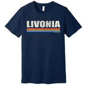 Livonia Michigan Retro Style 1980's Logo Premium T-Shirt