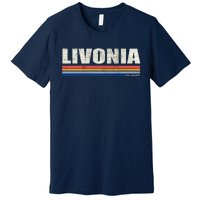 Livonia Michigan Retro Style 1980's Logo Premium T-Shirt