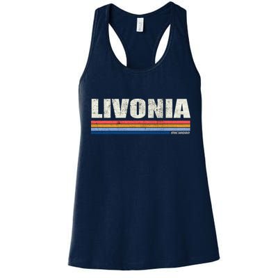 Livonia Michigan Retro Style 1980's Logo Womens Tank Top