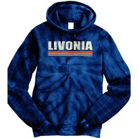 Livonia Michigan Retro Style 1980's Logo Tie Dye Hoodie