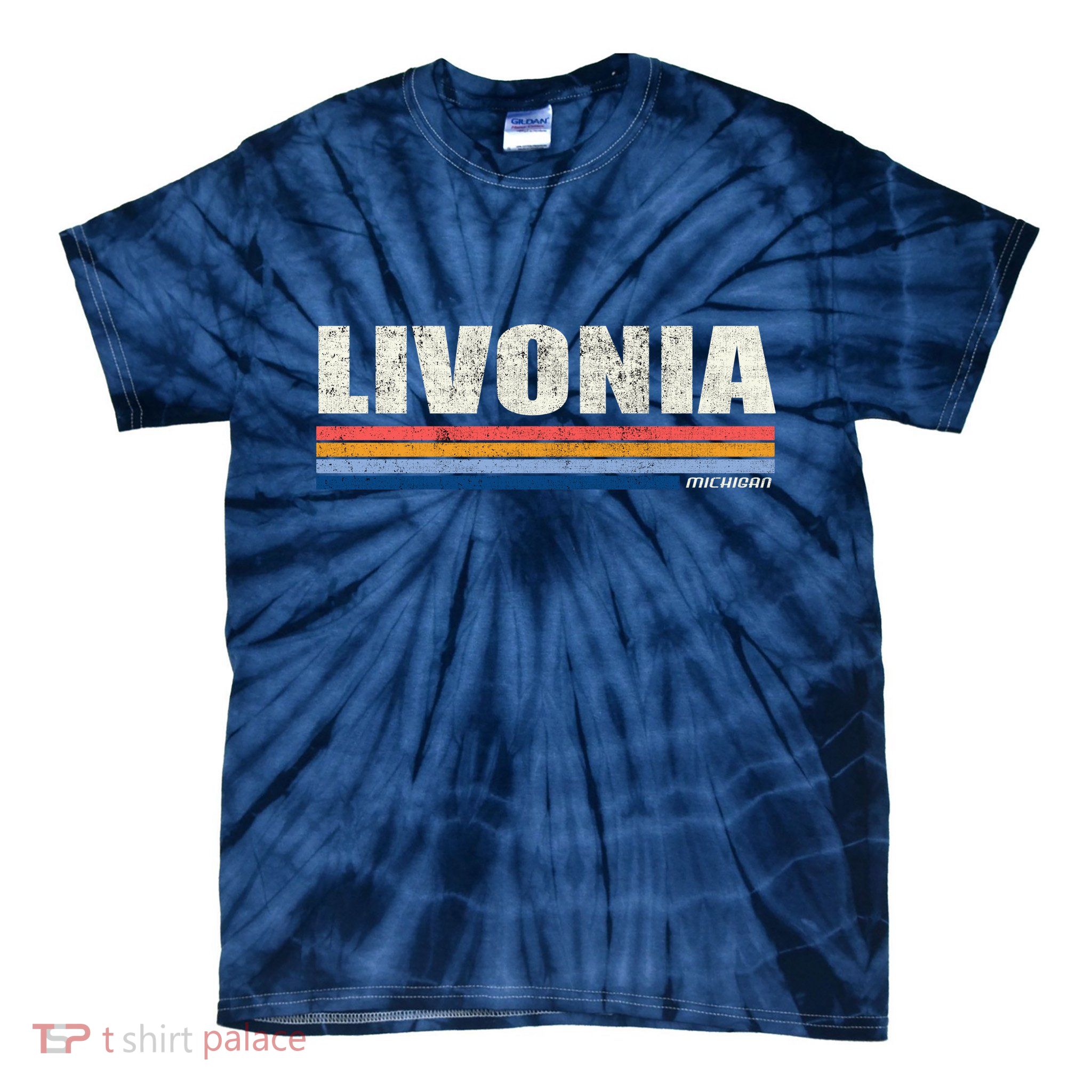 Livonia Michigan Retro Style 1980's Logo Tie-Dye T-Shirt