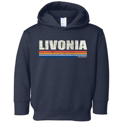 Livonia Michigan Retro Style 1980's Logo Toddler Hoodie