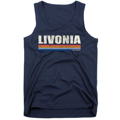 Livonia Michigan Retro Style 1980's Logo Tank Top