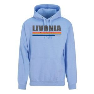 Livonia Michigan Retro Style 1980's Logo Unisex Surf Hoodie