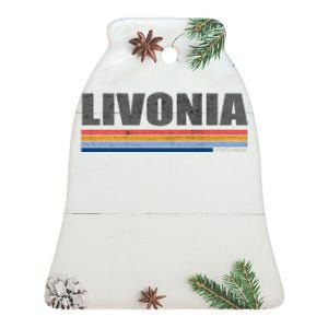 Livonia Michigan Retro Style 1980's Logo Ceramic Bell Ornament