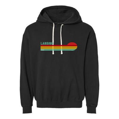 Lansing Michigan Retro Garment-Dyed Fleece Hoodie