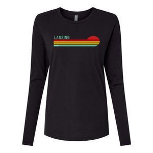 Lansing Michigan Retro Womens Cotton Relaxed Long Sleeve T-Shirt